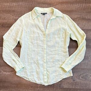Brooks Brothers 100% Linen Button Down Shirt Women’s 10 Mint Green Long Sleeve